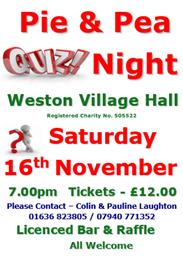 Village Hall Pie & Pea Quiz Night