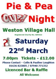 Village Hall Pie & Pea Quiz Night